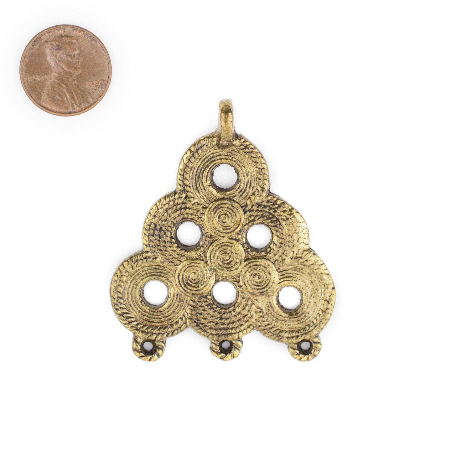 TheBeadChest Brass Baule Beehive Connector Pendant (54x47mm): African Tribal Metal Pendant for DIY Jewelry and Necklace