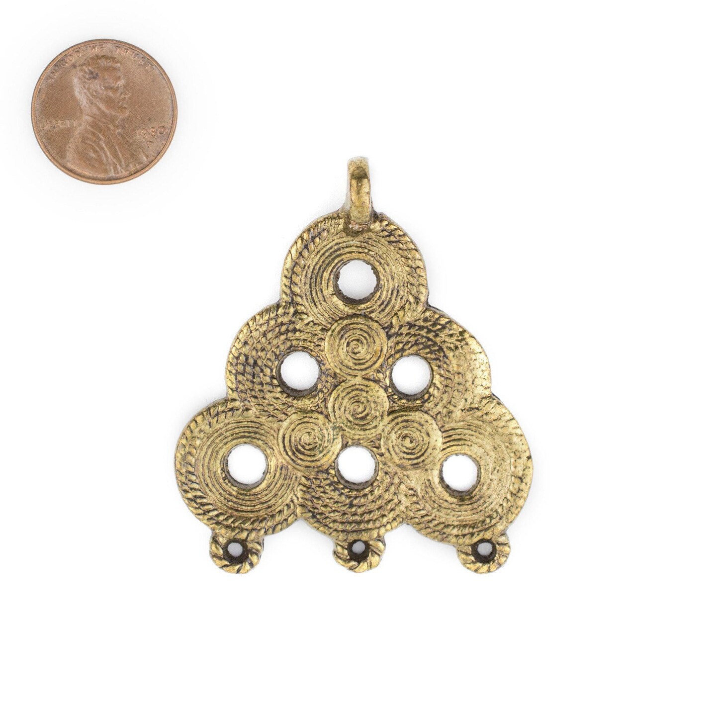 The Bead Chest Brass Baule Beehive Connector Pendant (54x47mm): African Tribal Metal Pendant for DIY Jewelry and Necklace