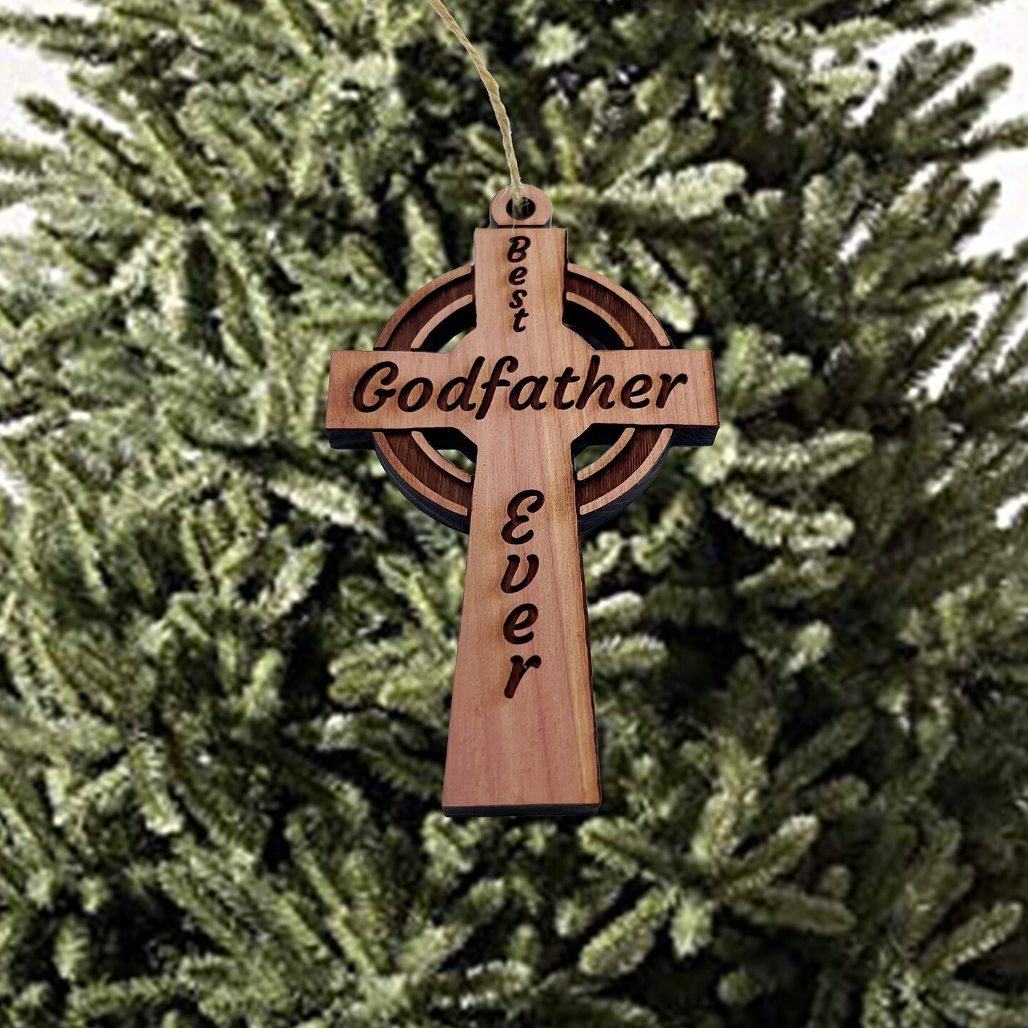 Best Godfather Ever Celtic Cross - Cedar Ornament Best Godfather Ever Celtic Cross - Cedar Ornament