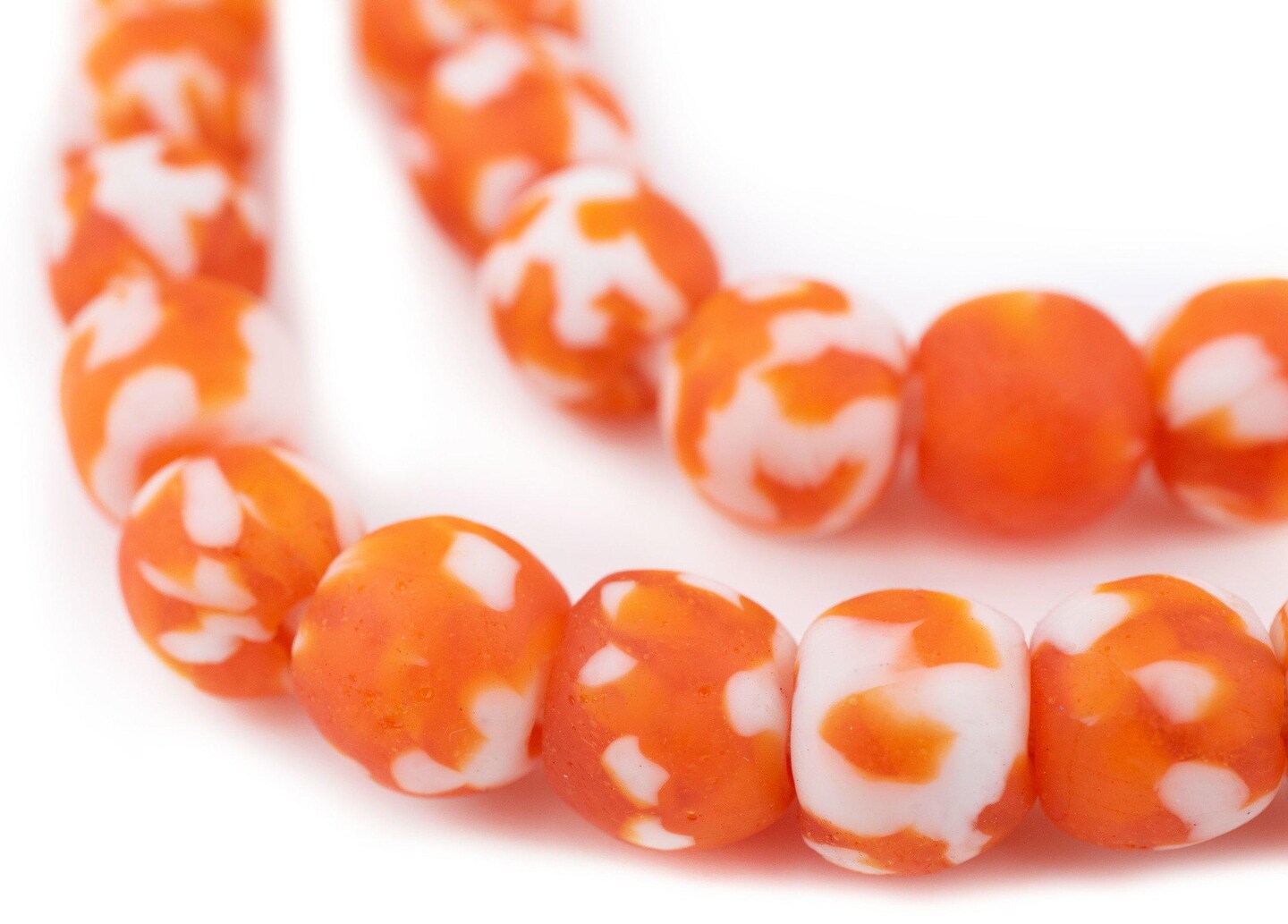 TheBeadChest Pumpkin Orange  Fused Recycled Glass Beads 14mm Ghana African Round Large Hole 24 Inch Strand Handmade Fair Trade