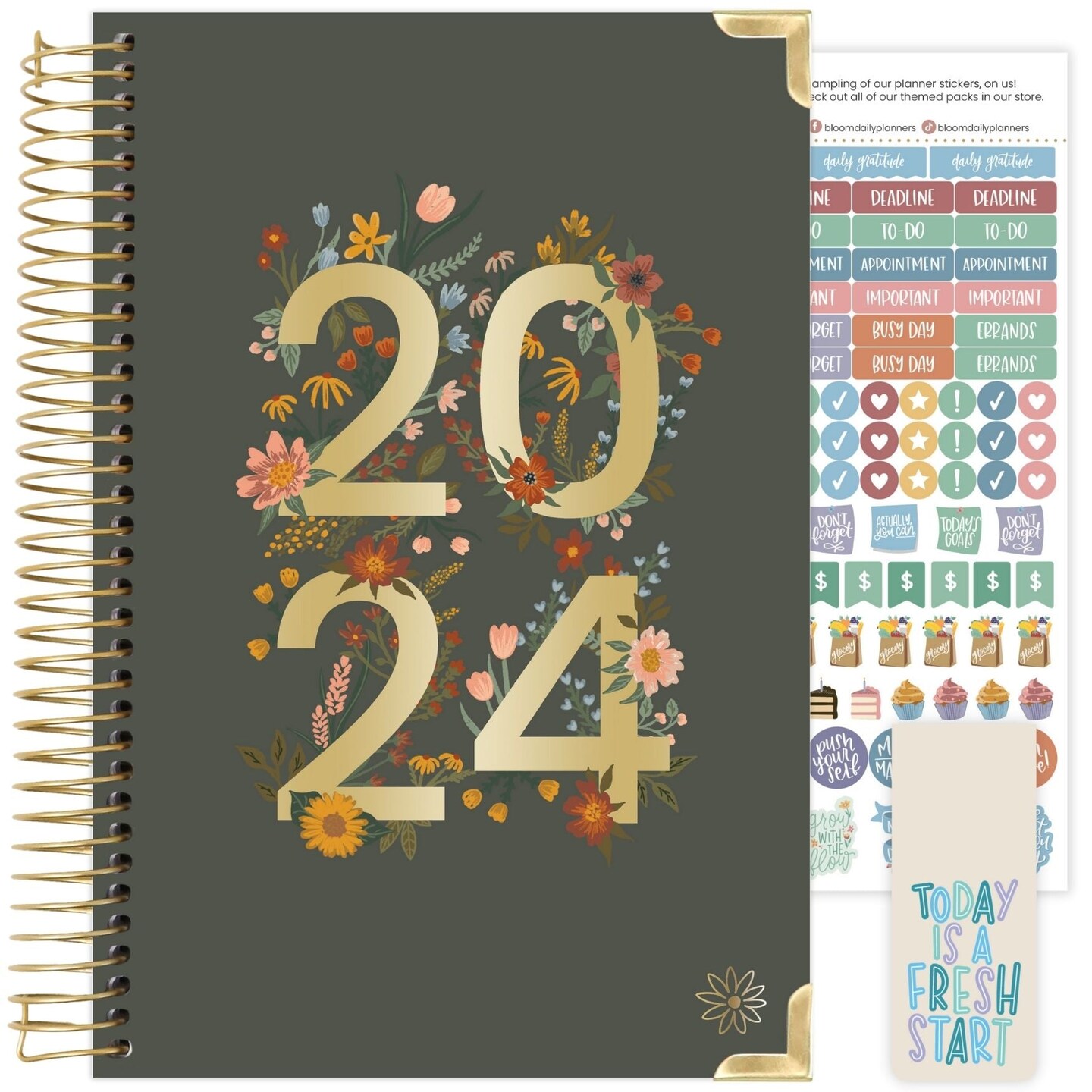 bloom daily planners 2024 Hard Cover Planner, 5.5&#x22; x 8.25&#x22;, Dreams in Bloom