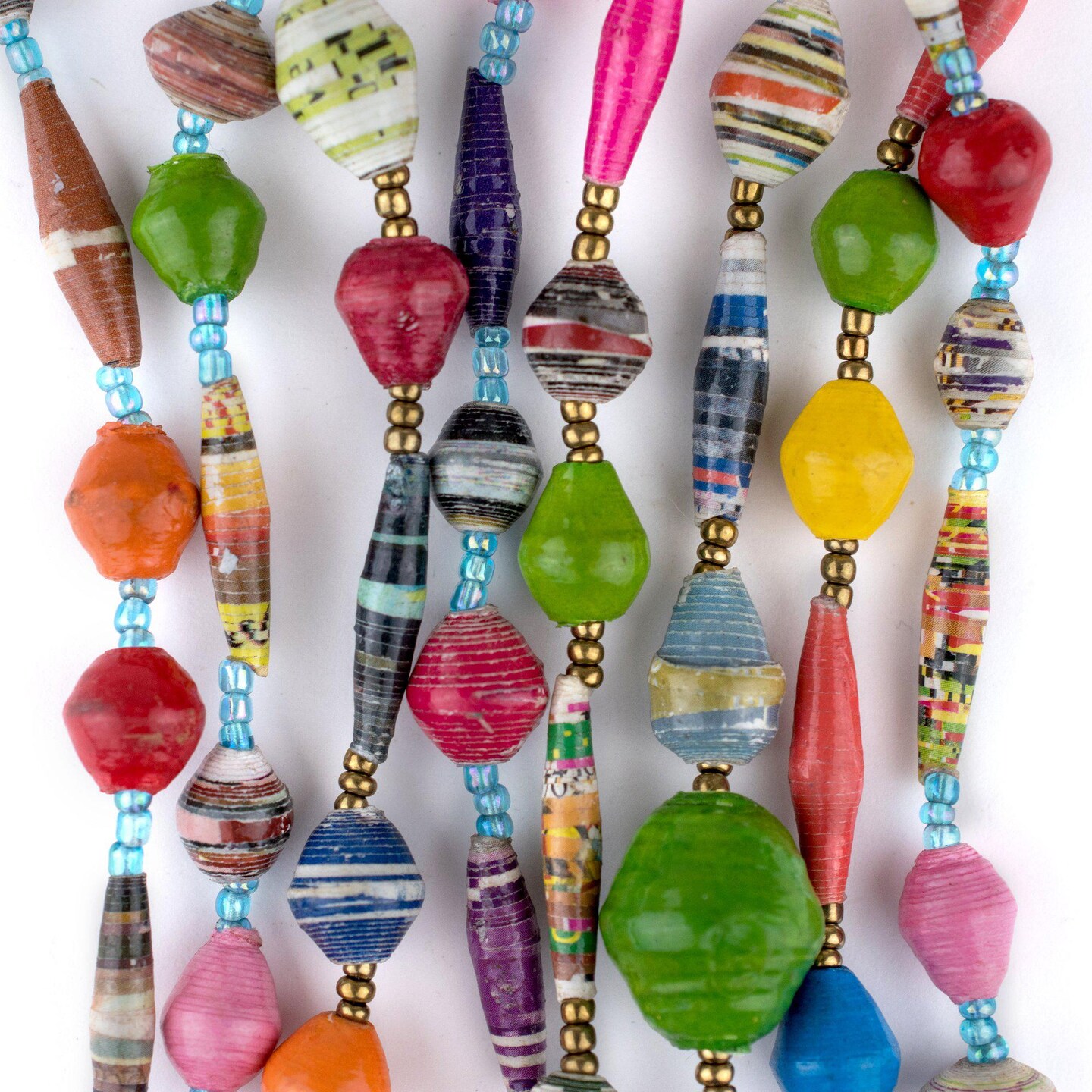 Recycled Paper Bead Necklace from Uganda - Fair Trade African Jewelry by The Bead Chest (Circus Medley)