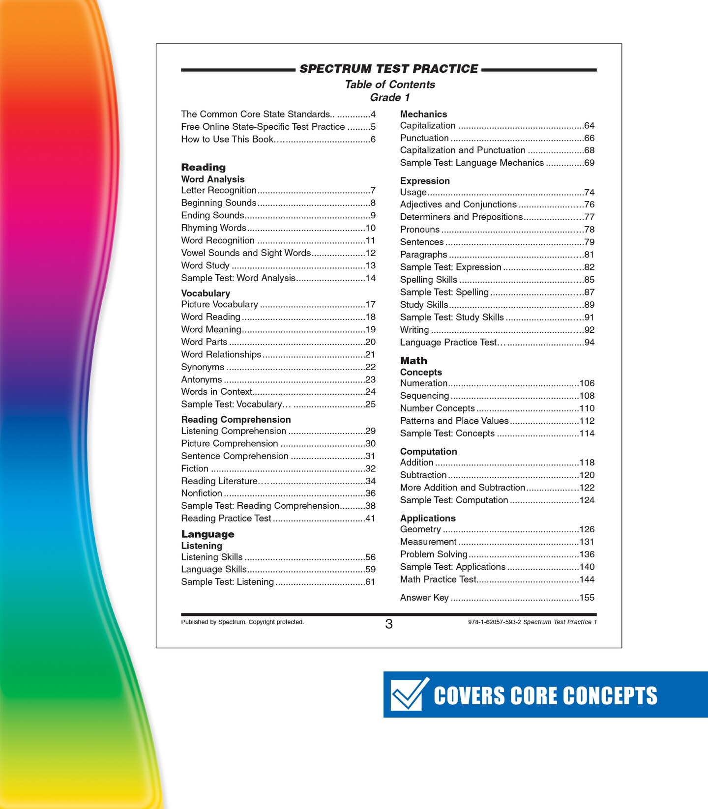 Spectrum Test Practice 1st Grade Workbooks, Math, Language Arts, Reading Comprehension, Grammar, Spelling, Vocabulary, and Writing Practice, Classroom or Homeschool Curriculum