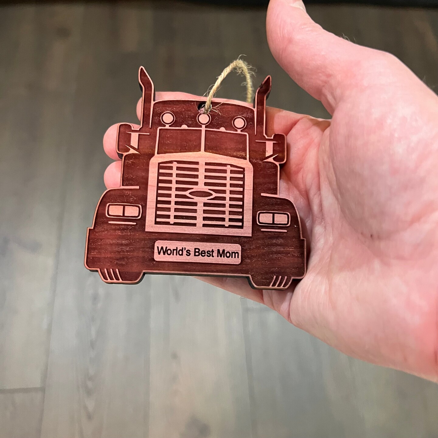 Diesel Worlds Best Mom - Cedar Ornament Diesel Worlds Best Mom - Cedar Ornament