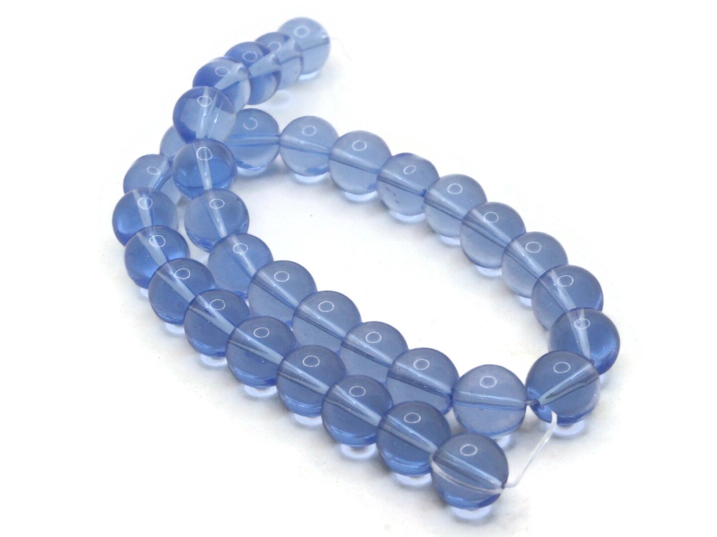33 10mm Blue Glass Round Accent Beads