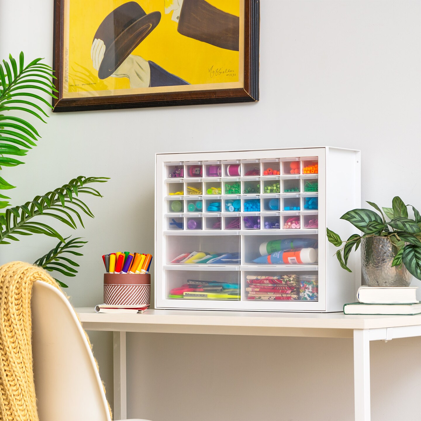 IRIS USA Stackable Storage Cabinet for Hardware Crafts, Small Parts Organizer Drawer, Compartment