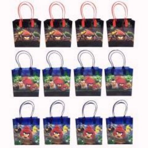 Angry Birds Goodie Gift Bags 12 Pack Reusable Plastic 8X7.5X4 Inches