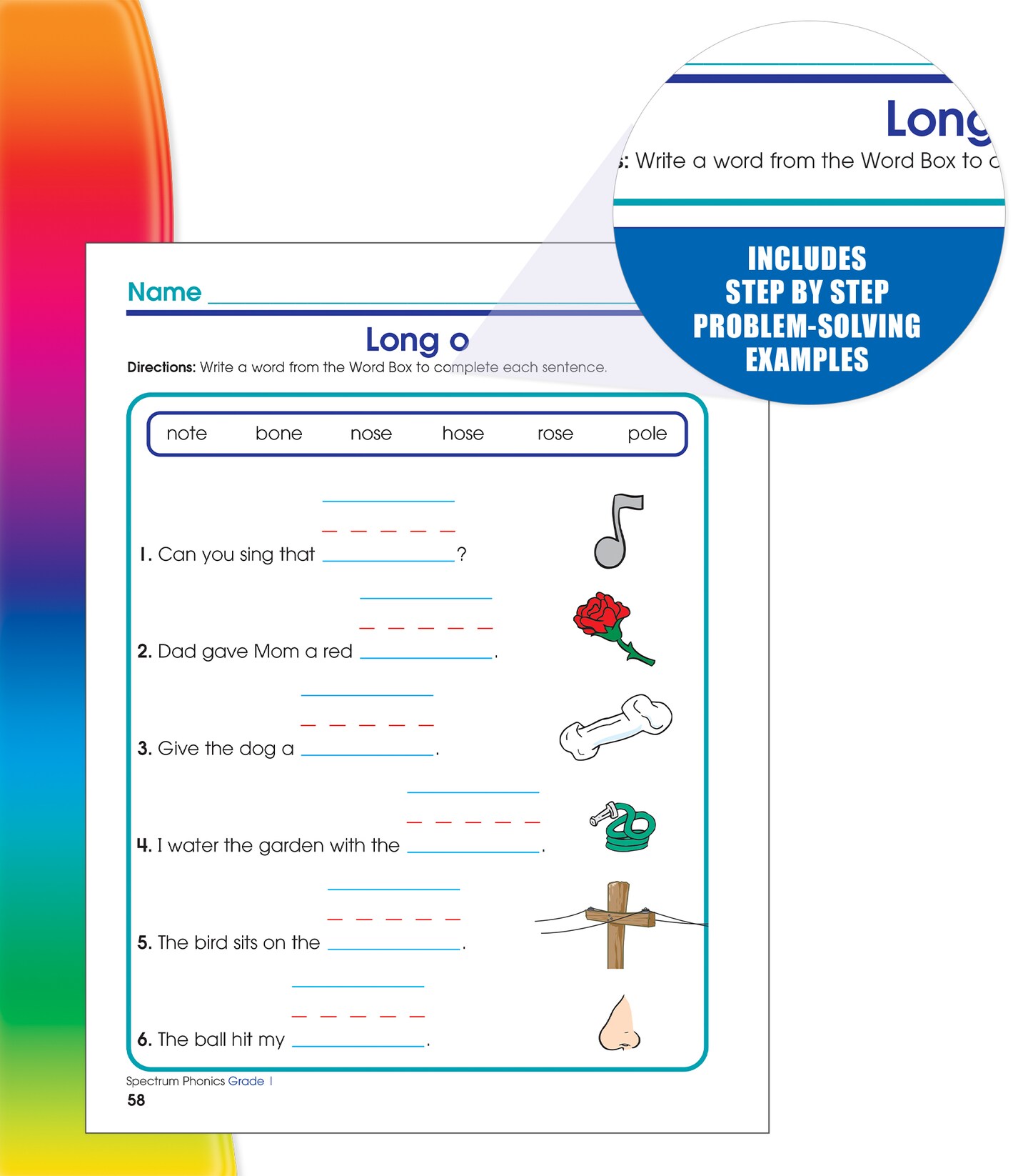 Spectrum Grade 1 Phonics Workbook, Sight Words Vocabulary, Vowels, Ending Sounds, Spelling, Grammar, and More, Language Arts Classroom or Homeschool Curriculum