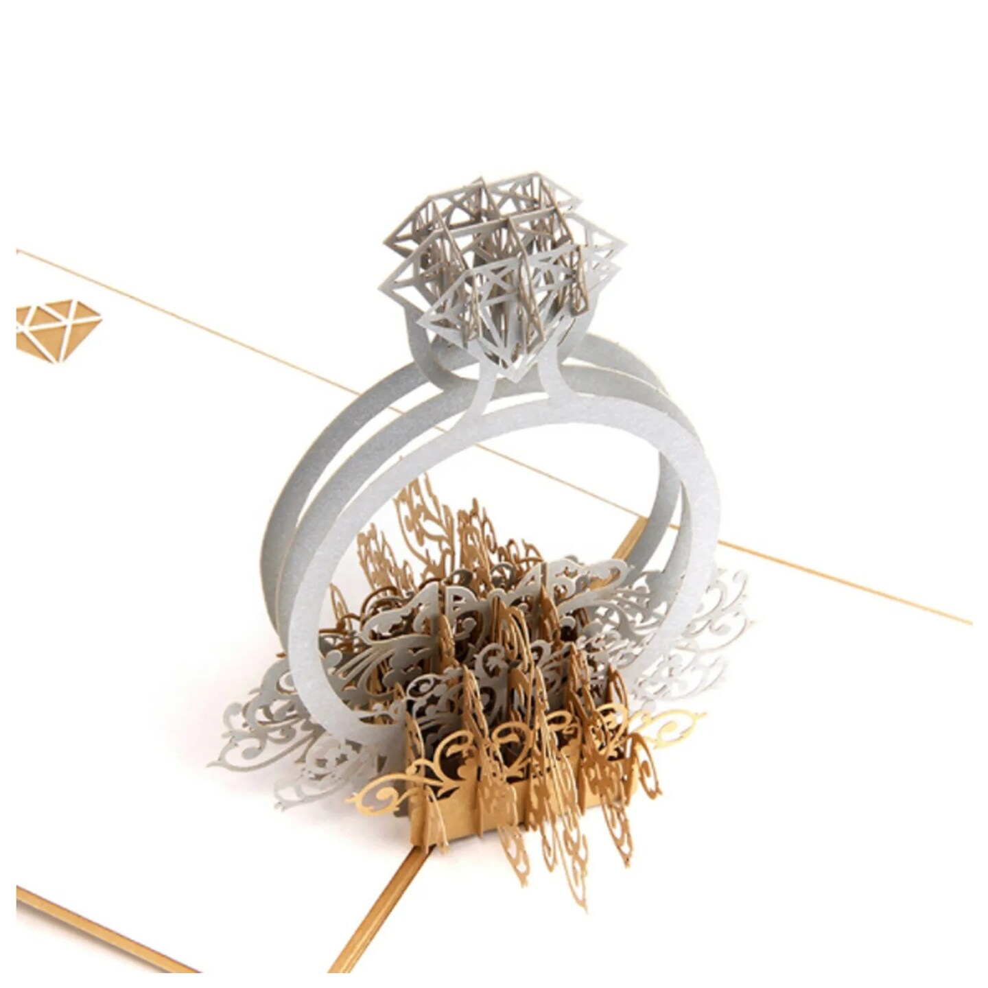 3D Pop Up Greeting Card Handmade Wedding Valentine Birthday Card - Diamond Ring