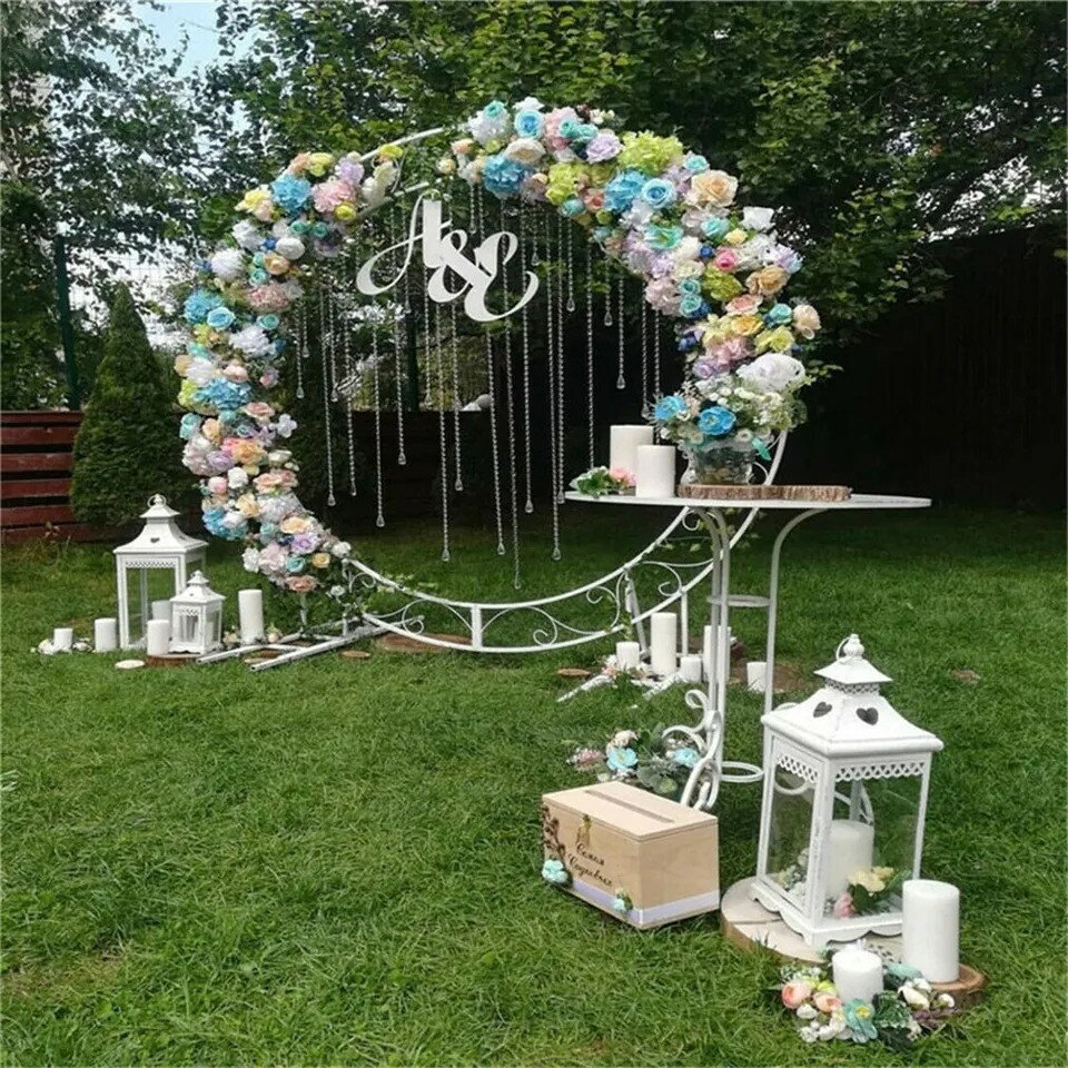 Iron Circle Wedding Arch Balloon Flower Ring Stand Party Garden Decoration