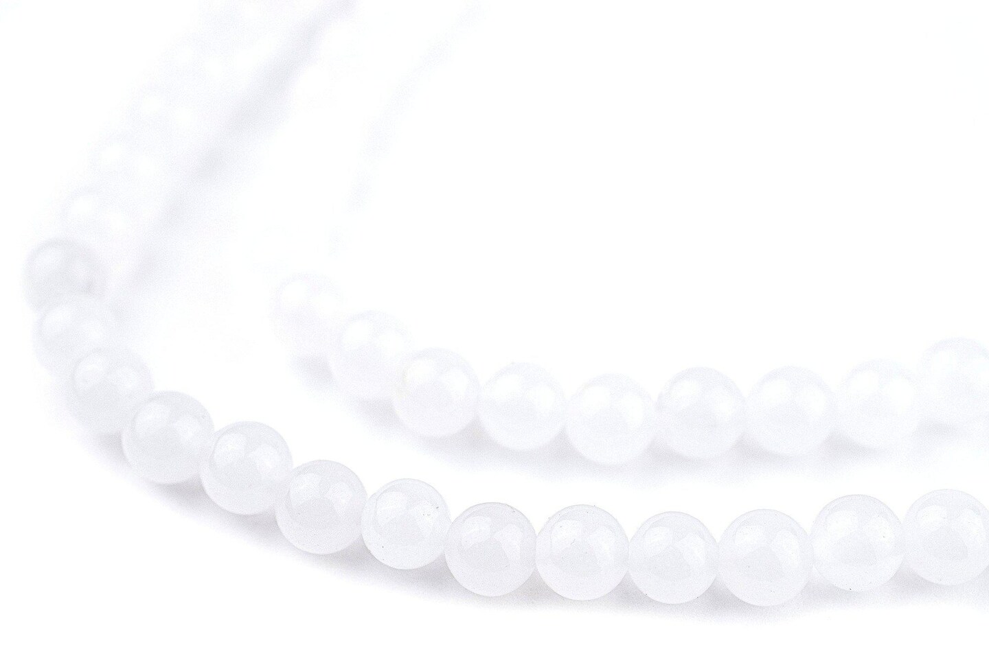 TheBeadChest Round White Jade Beads (6mm): Organic Gemstone Round Spherical Energy Stone Healing Power Crystal for Jewelry Bracelet Mala Necklace Making