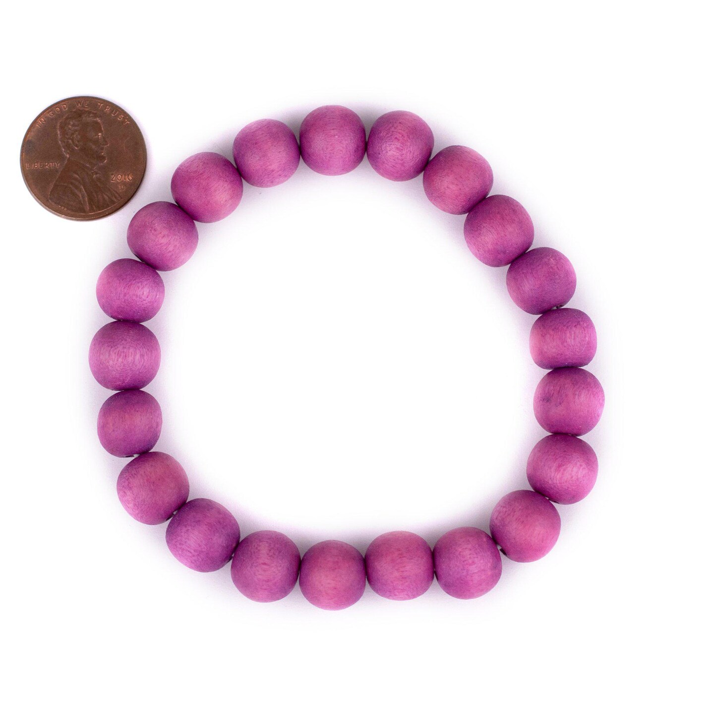 TheBeadChest Wood Stretch Bracelet, Magenta - Stackable Beaded Jewelry, Unisex for Men &#x26; Women