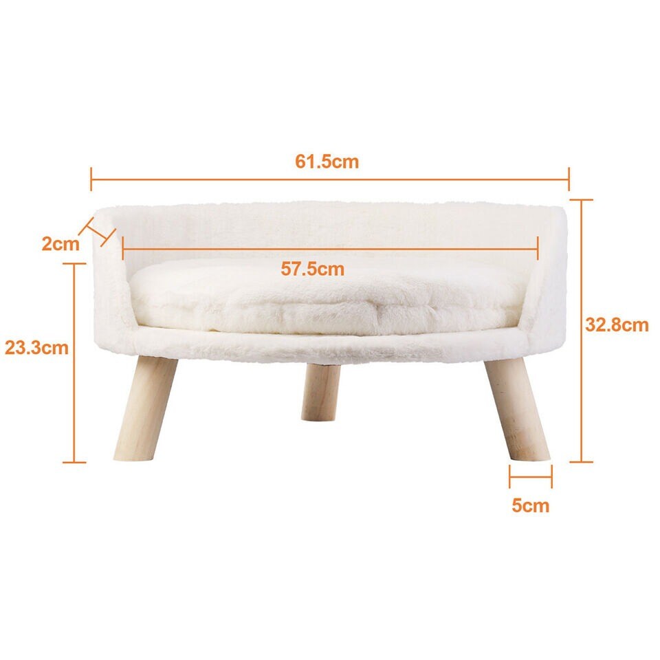 Large size Dog Sofa Couch Lounge Elevated Cat Bed Pet 3-Legged Stool Raised Bed w/ Cushion