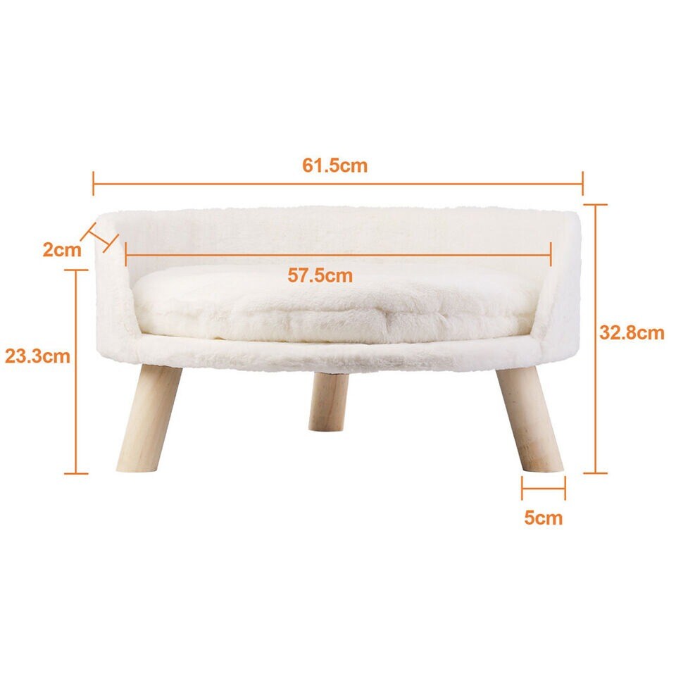 Large size Dog Sofa Couch Lounge Elevated Cat Bed Pet 3-Legged Stool Raised Bed w/ Cushion