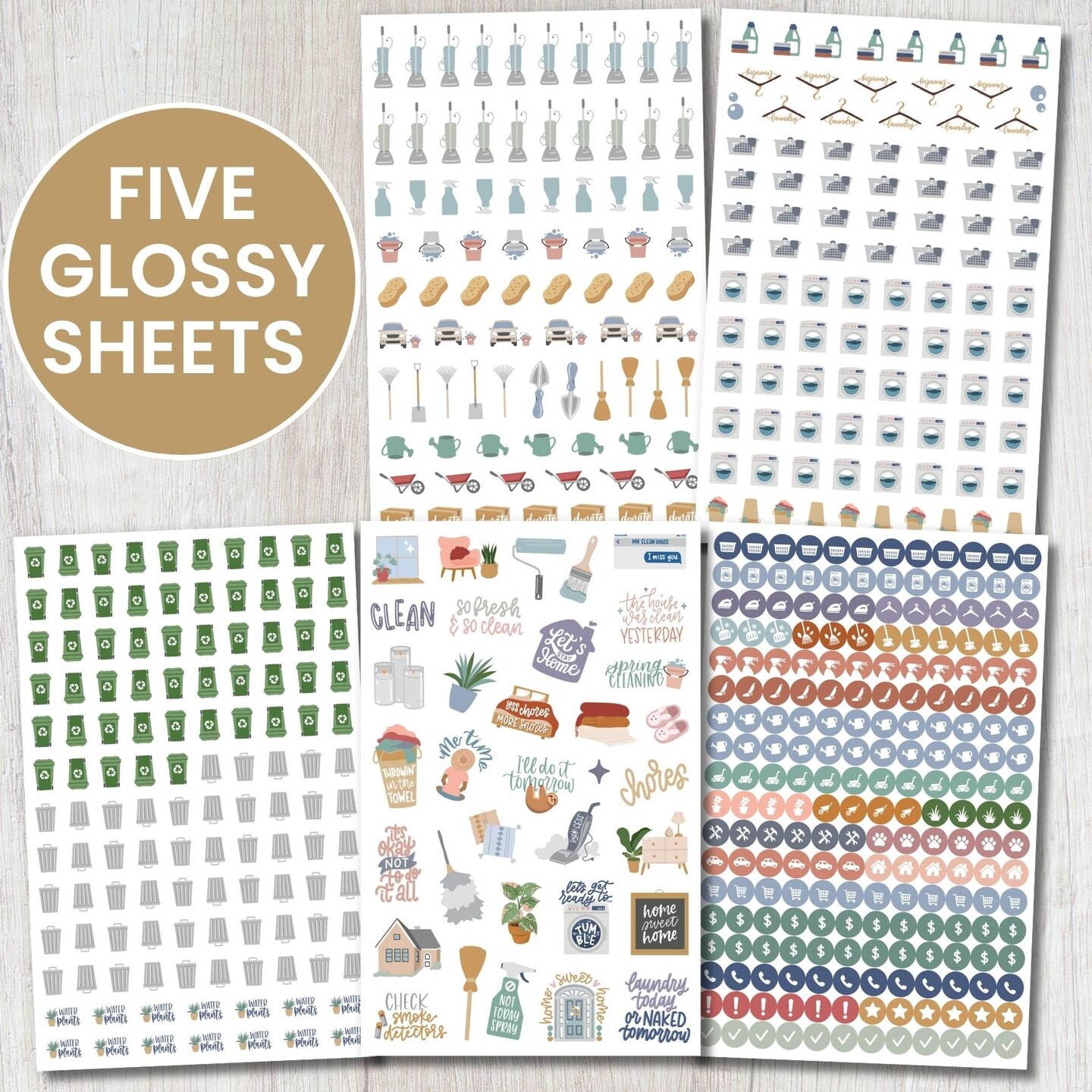 bloom daily planners Sticker Sheets, Household Chore Pack