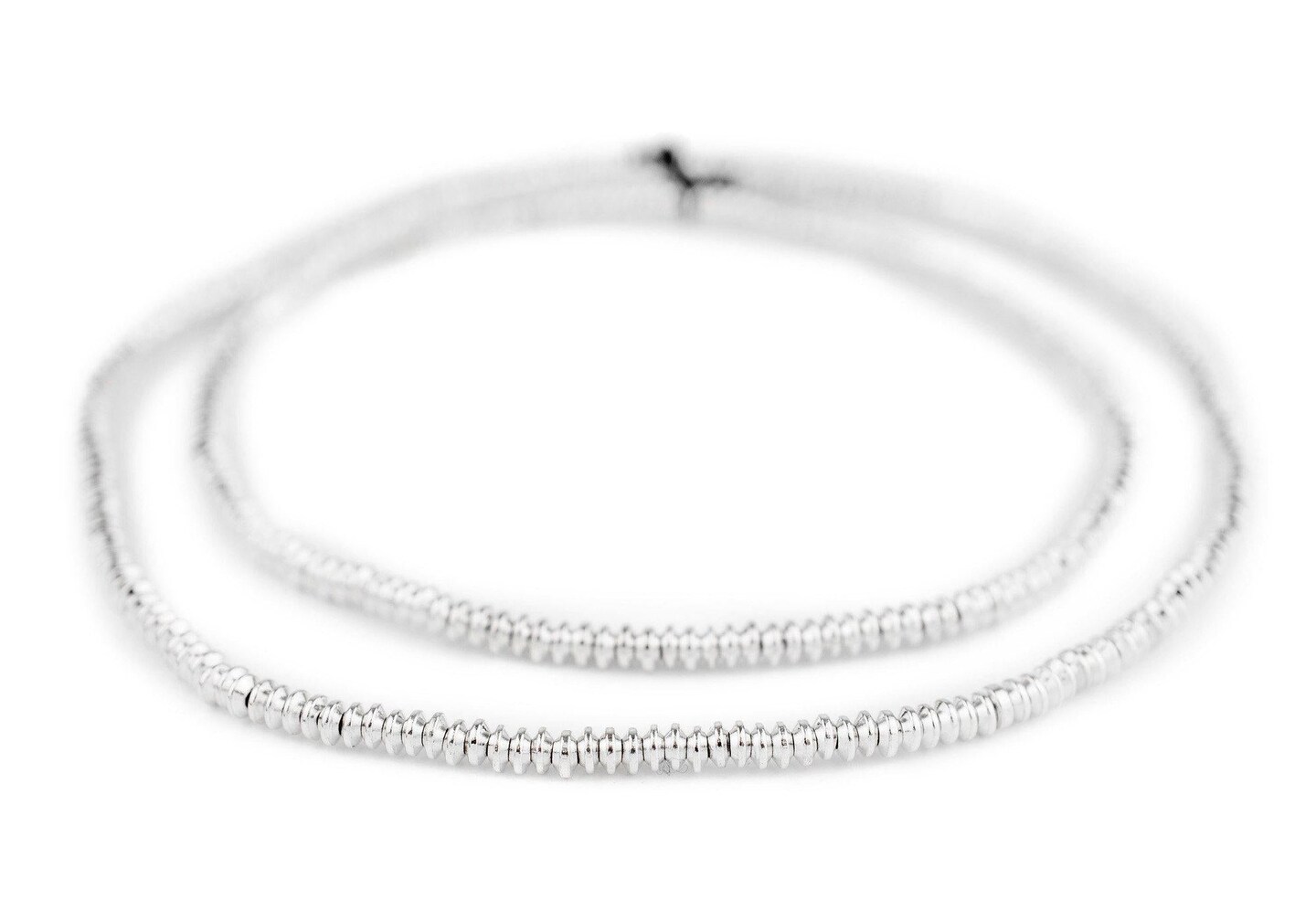 The Bead Chest Shiny Silver Saucer Beads 4mm White Metal 24 Inch Strand