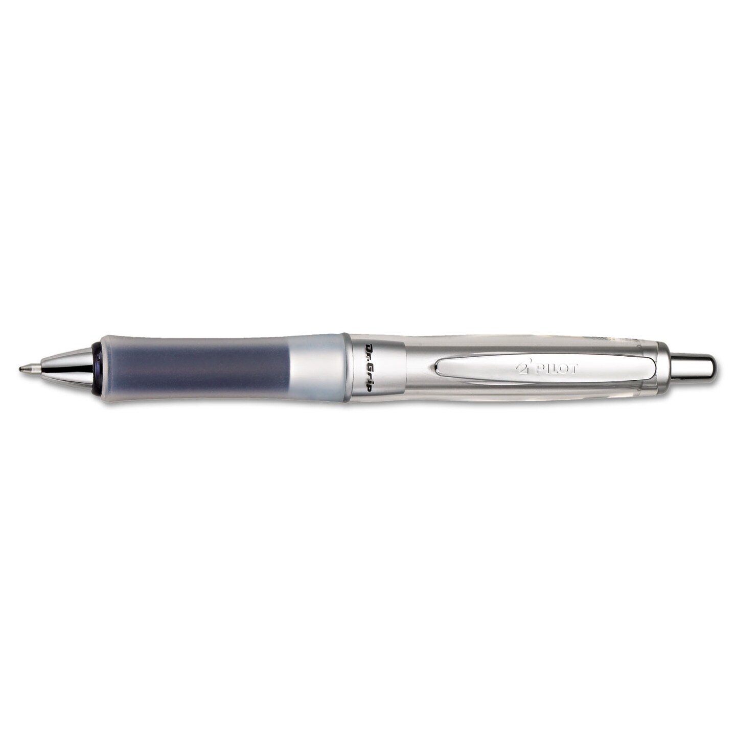 Pilot Dr. Grip Center of Gravity Retractable Ballpoint Pen, 1mm, Black Ink, Silver/Gray Barrel