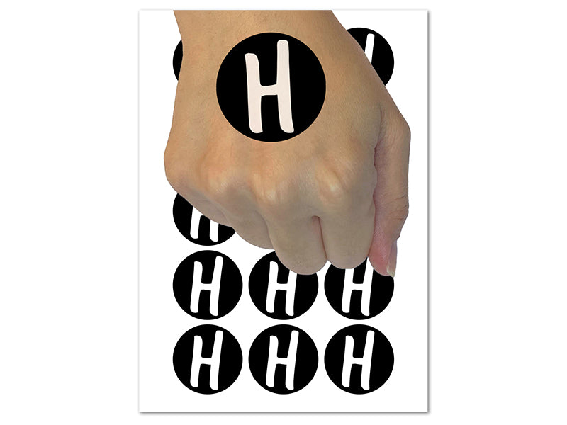 Letter H Uppercase Felt Marker Font Temporary Tattoo Water Resistant Fake Body Art Set Collection (1 Sheet)