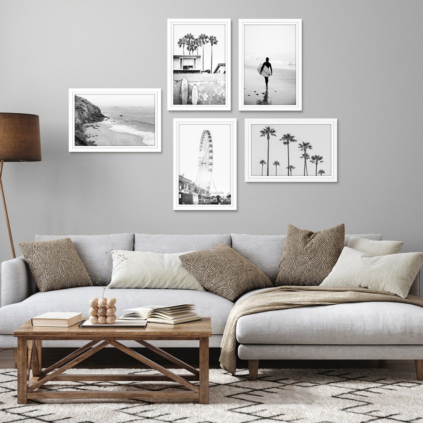 Americanflat Picture Frame Set with Mat - Set of 5 - Photo Frame Set of Five for Wall Display - Plexiglass Cover - Hanging Hardware