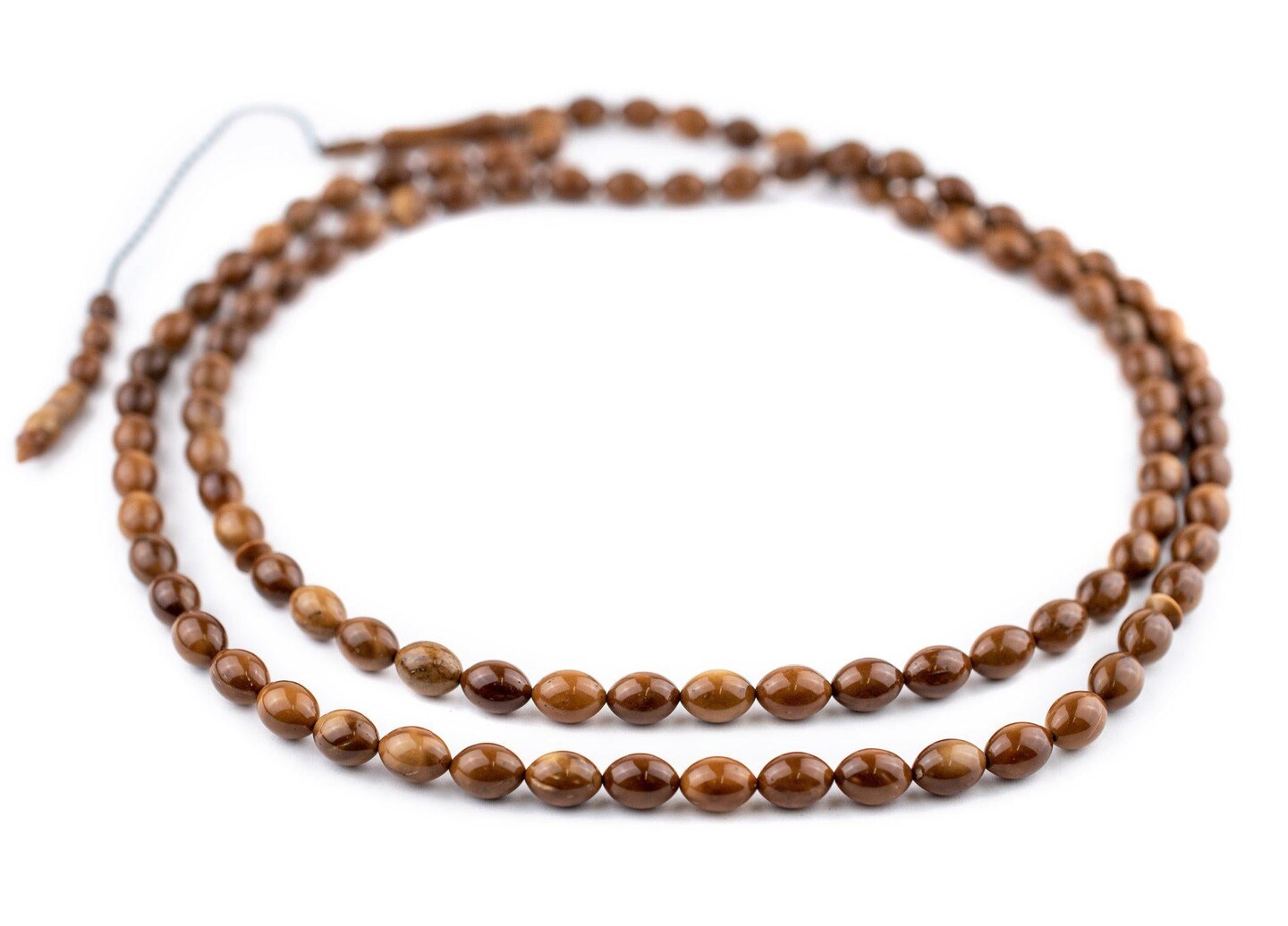 The Bead Chest Brown Oval Wooden Arabian Prayer Beads 7x10mm Middle East 36 Inch Strand