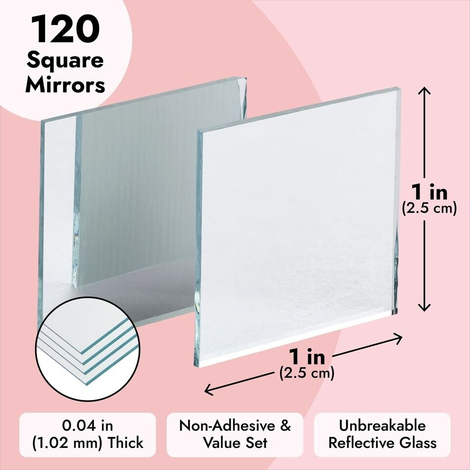 120 Pcs Mini Square Mirror Tiles 1&#x22; for Arts and Crafts Supplies Wall Room D&#xE9;cor