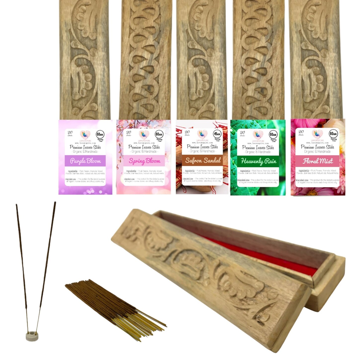 Premium Scented Incense Stick Plain Incense Kit With Wooden Box ...