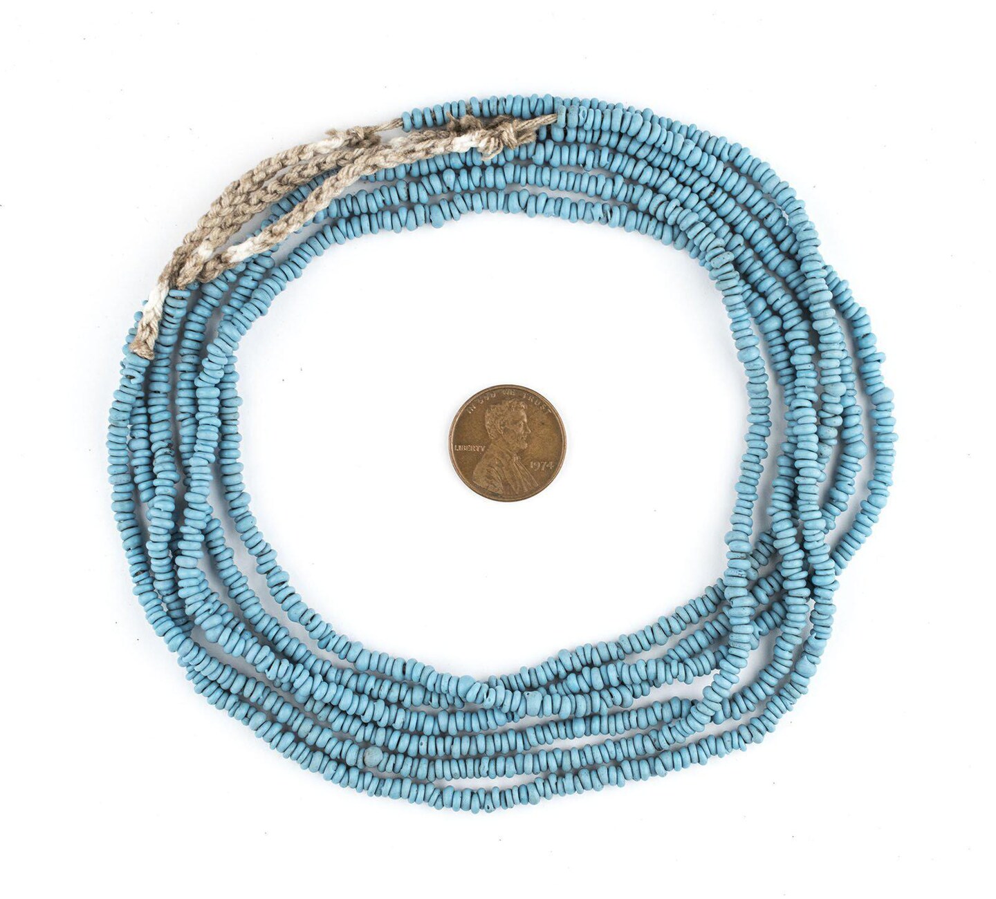 The Bead Chest Sky Blue 4mm Glass Heishi Beads - 23&#x22; Strand of Indonesian Java Spacer Beads for Crafts &#x26; Jewelry Making