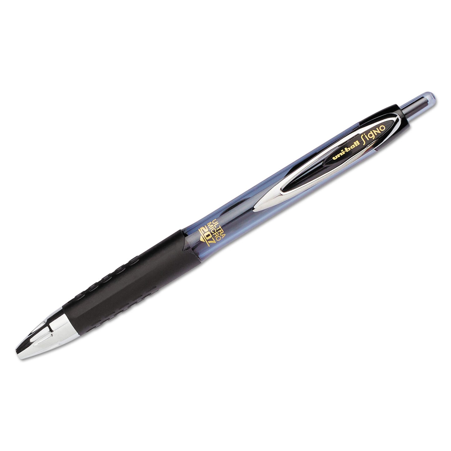 Uni-Ball 207 Signo Gel Ultra Micro Retractable Gel Pen, 0.38mm, Black Ink, Smoke Barrel