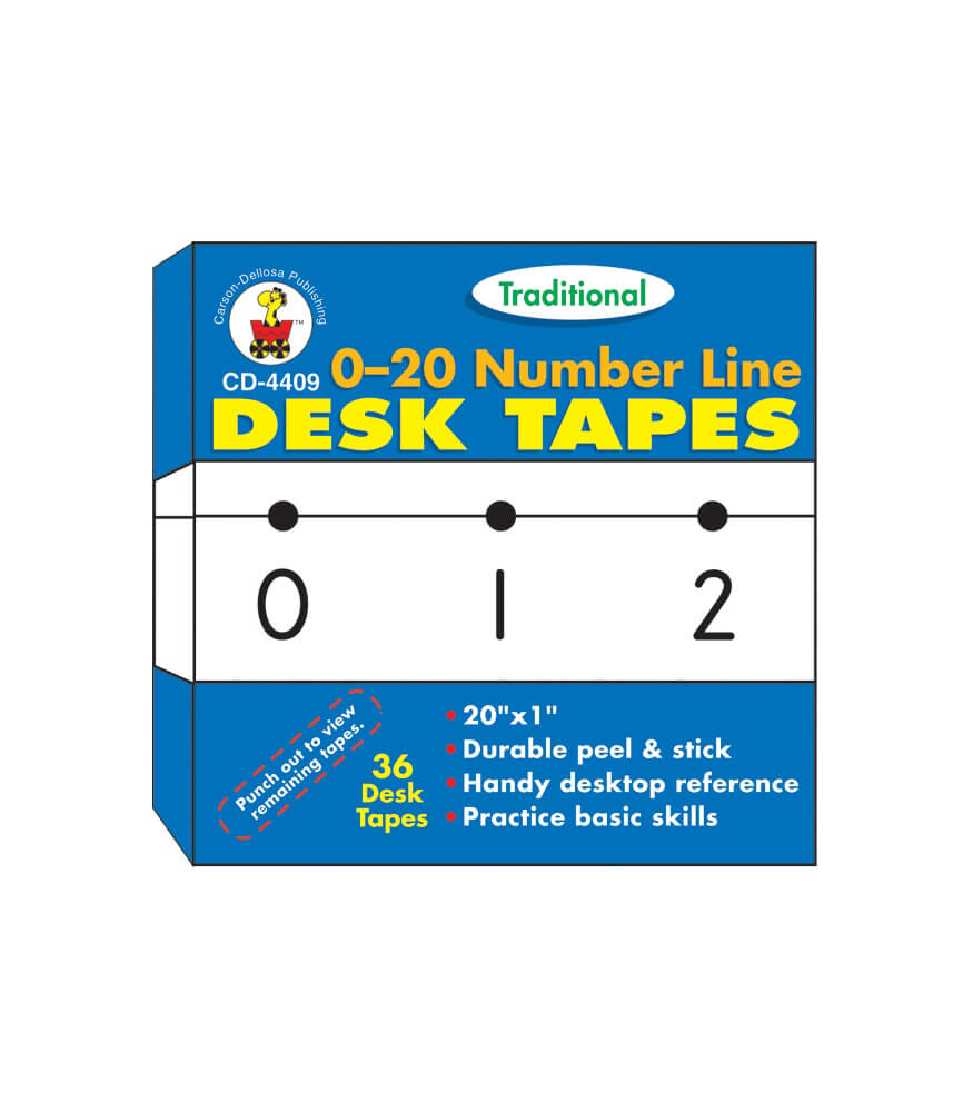 Carson Dellosa 36 pc Number Line Tape, Numbers 0-20 Self Adhesive Number Line for Classroom Wall, Number Stickers for Bulletin Board Borders, Counting, Place Value, and Math Classroom Decor