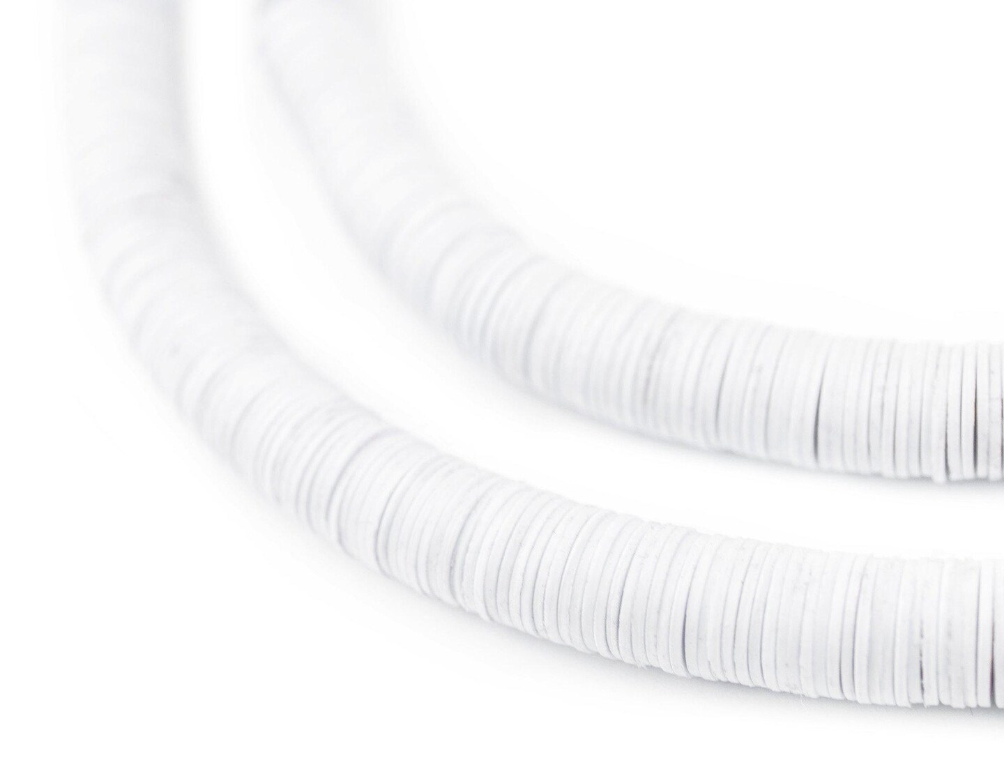 TheBeadChest Light Grey Vinyl Phono Record Beads 8mm Ghana African Disk 34 Inch Strand Handmade