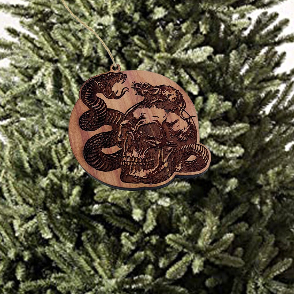 Rat Skull Snake - Cedar Ornament Rat Skull Snake - Cedar Ornament
