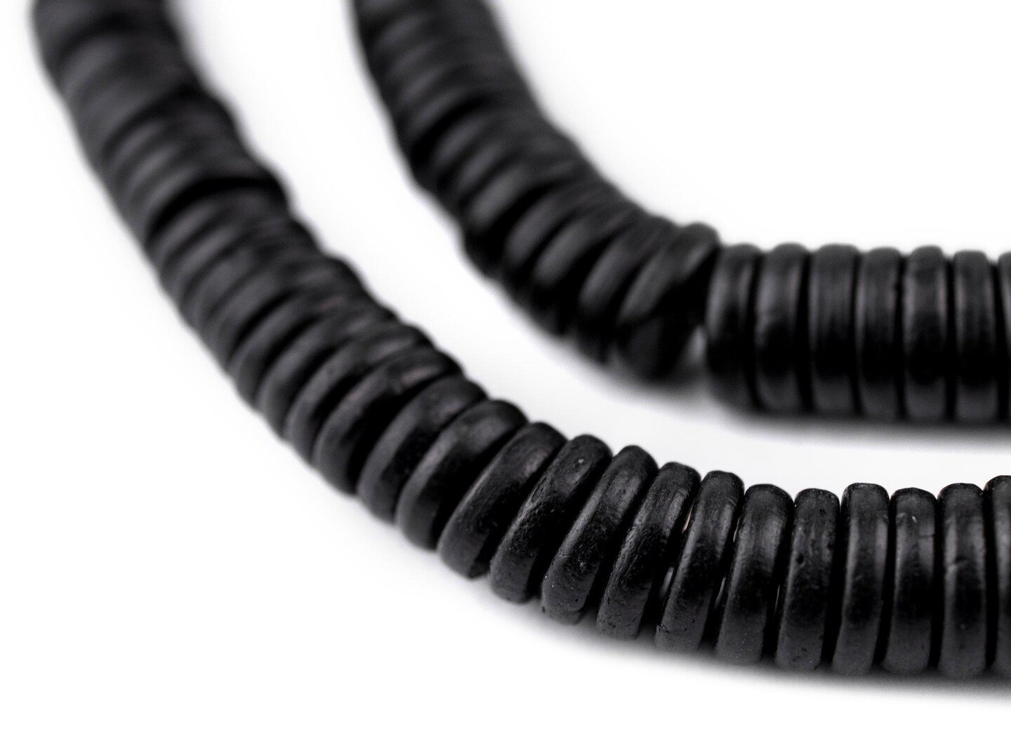 The Bead Chest 8mm Black Bone Button Beads: Nepal Flat Round Disk Heishi Beads for DIY Necklace Jewelry Making