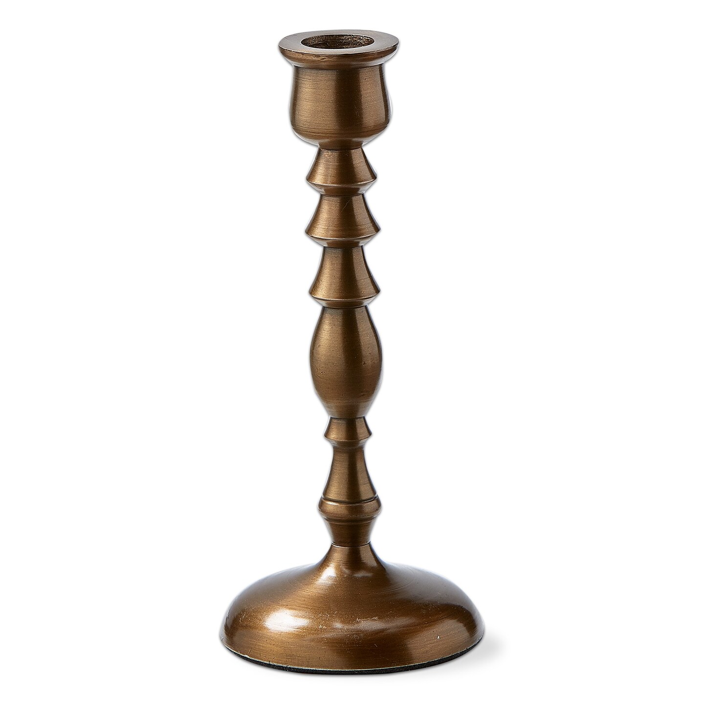 Antique Brass Cast Aluminum Francesca Taper Candle Holder Medium, 3.0L x 3.0W x 7.0H inches
