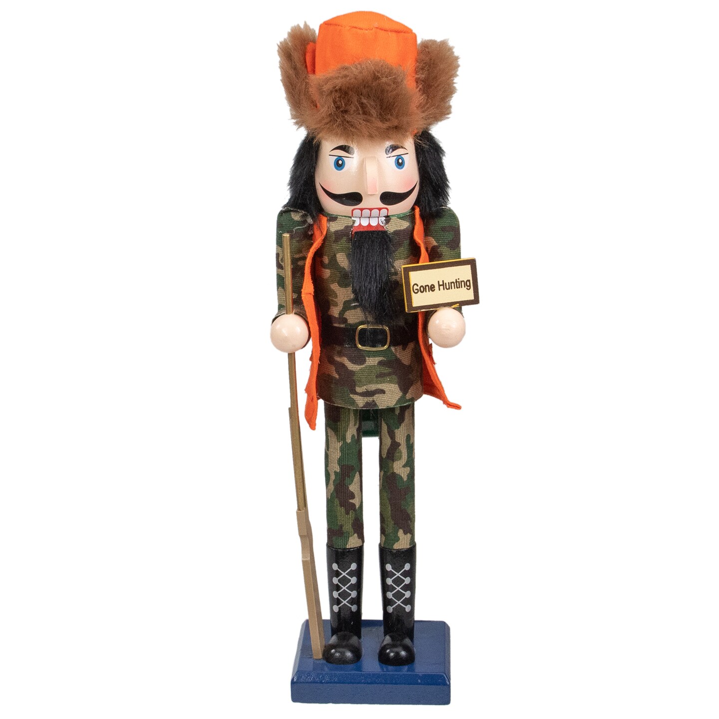 Northlight 15&#x22; Orange and Green &#x22;Gone Hunting&#x22; Christmas Nutcracker in Camouflage