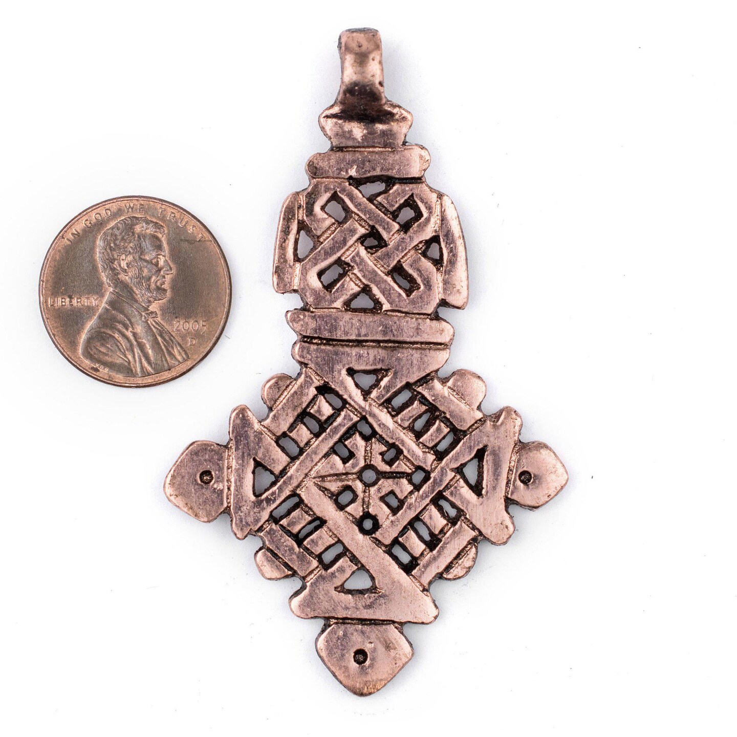 Awash Copper Ethiopian Coptic Cross Pendant (40x65mm): Authentic Ethiopian East African Design for Jewelry & Necklace Making
