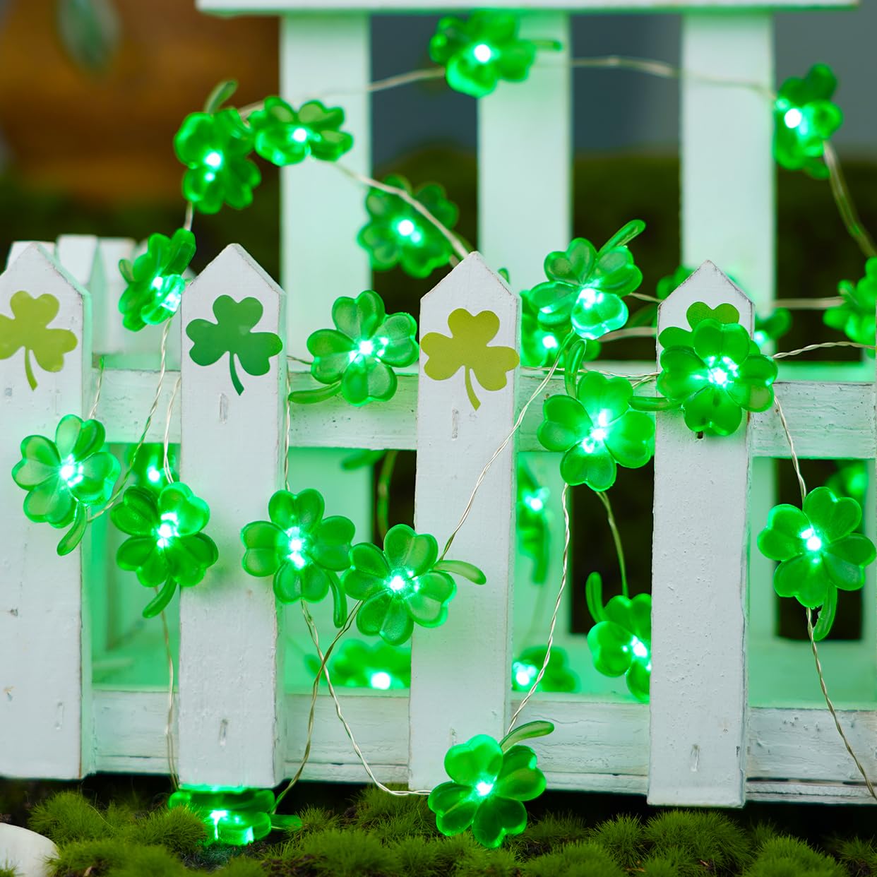 St Patricks Day Decorations Shamrocks String Lights Battery Operated with Remote 10 ft 40 LEDs Lucky Clover Green Lights for Bedroom Party Feast of Saint St. Patrick&#x27;s Day Decoration
