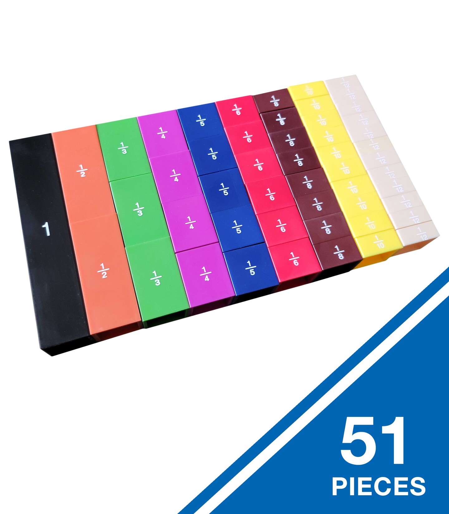 Carson Dellosa 51-Piece STAX Fraction Manipulatives Set, Math Cubes Manipulatives Covering 1/12 to Whole Numbers, Mathematics Homeschool and Classroom Must Haves