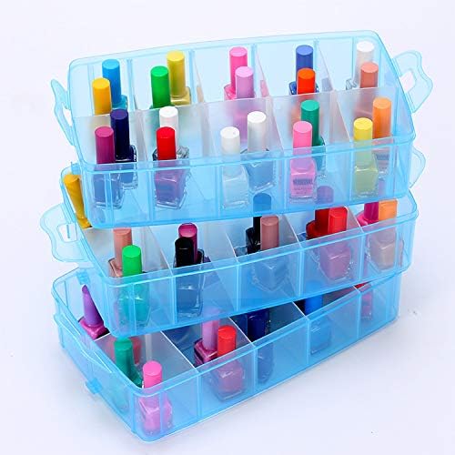 Craft Storage Organizer,Hot Wheels Case,Sewing Box,3-Tier Plastic Organizer Box with Dividers, Storage Containers for Organizing Art Supplies, Fuse Beads,Washi Tape, Kids Toy,Blue