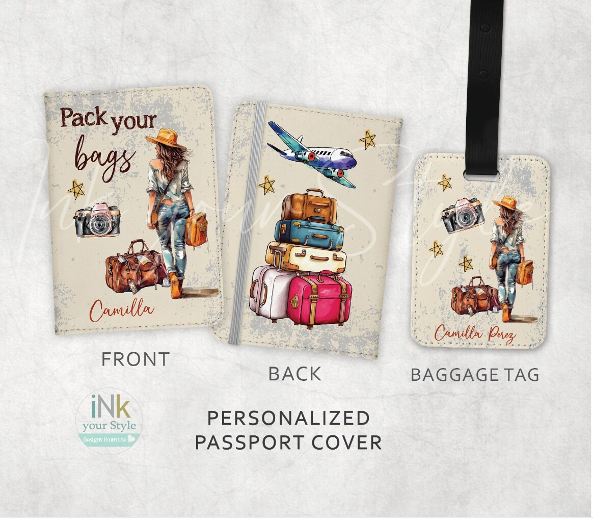 Personalized Passport holder | Personalized Passport Cover | Customized Passport Cover and Luggage tag | Personalized Gift | travel Gift |