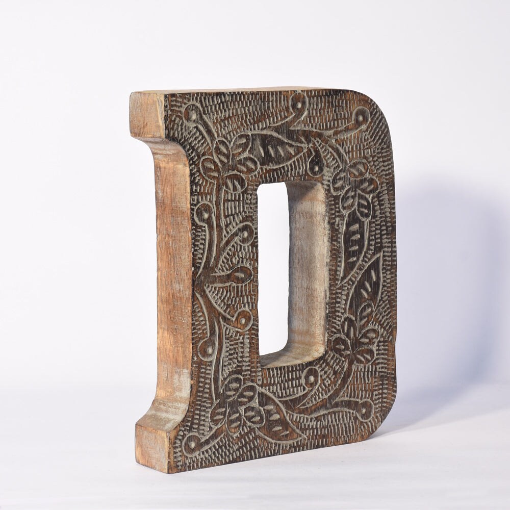 Vintage Handmade Eco-Friendly Gray Wooden Alphabet Letter Block