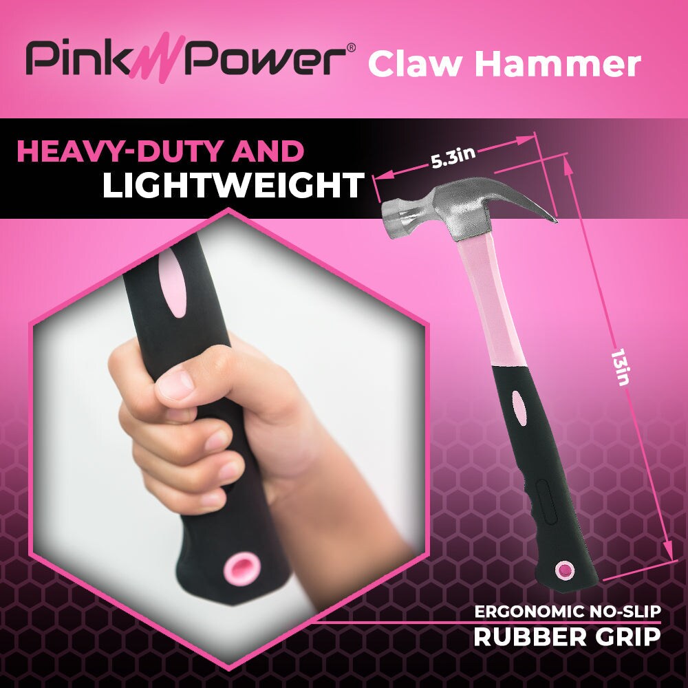 Pink Power 16oz Claw Hammer