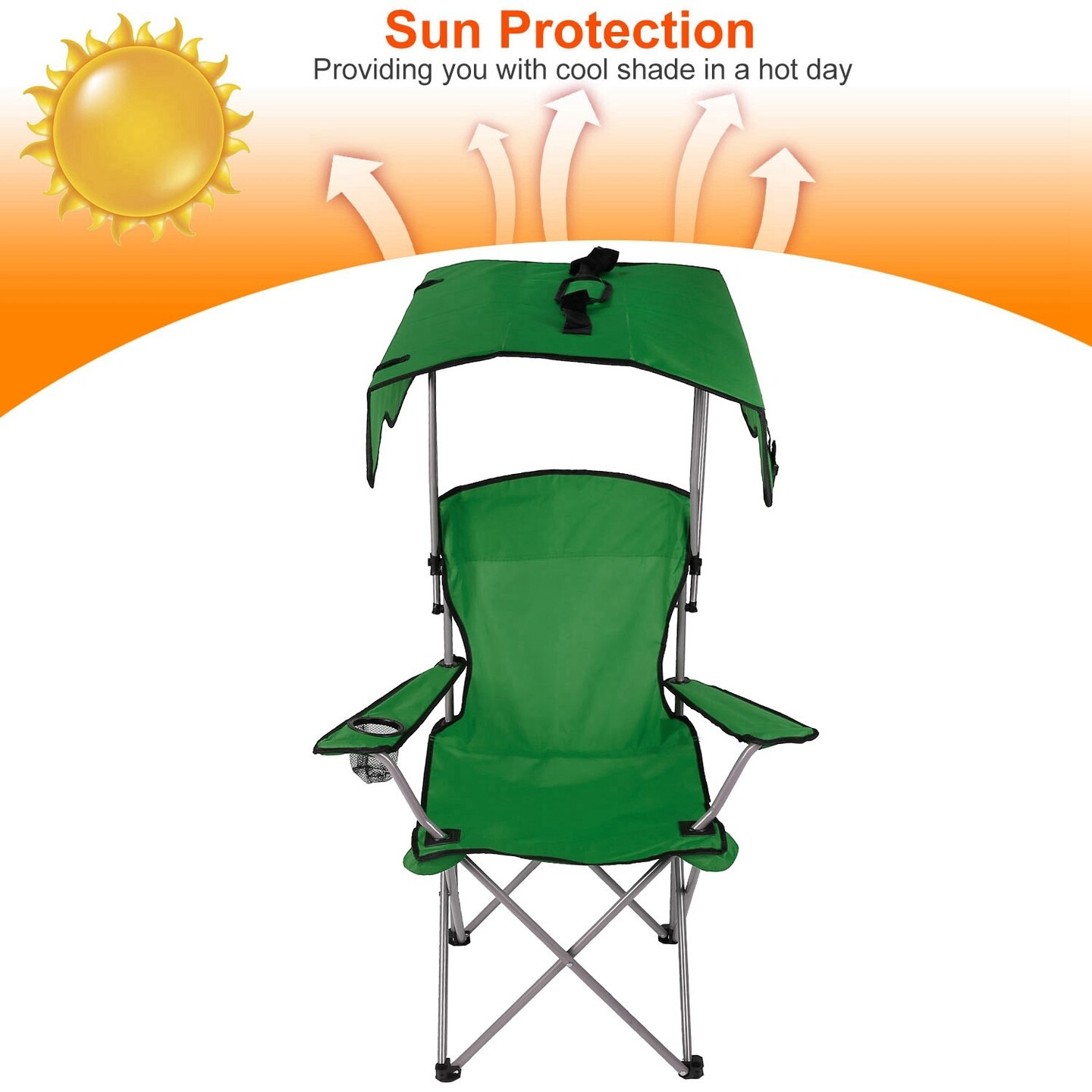 Foldable Beach Canopy Chair Sun Protection Camping - Holds 330LBS Load