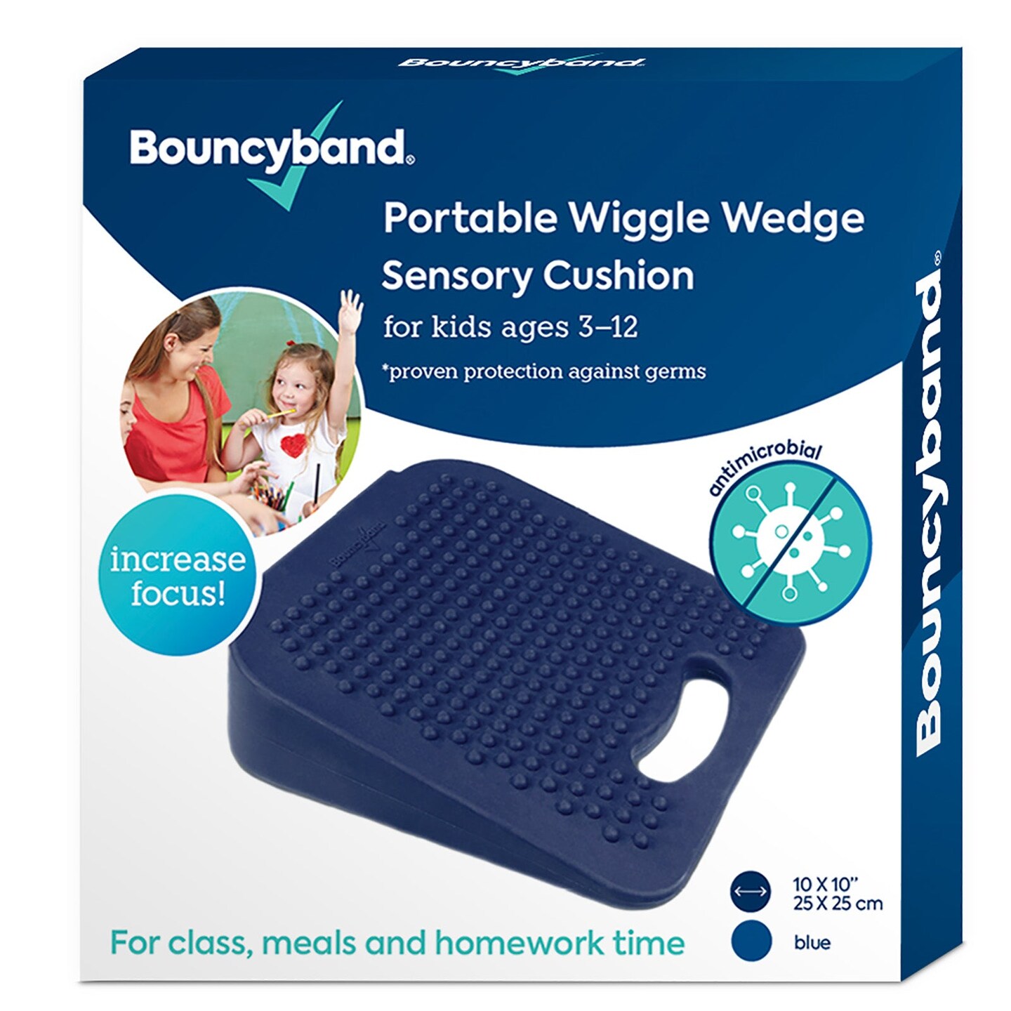 Antimicrobial Wiggle Wedge Sensory Cushion, 10&#x22; Square