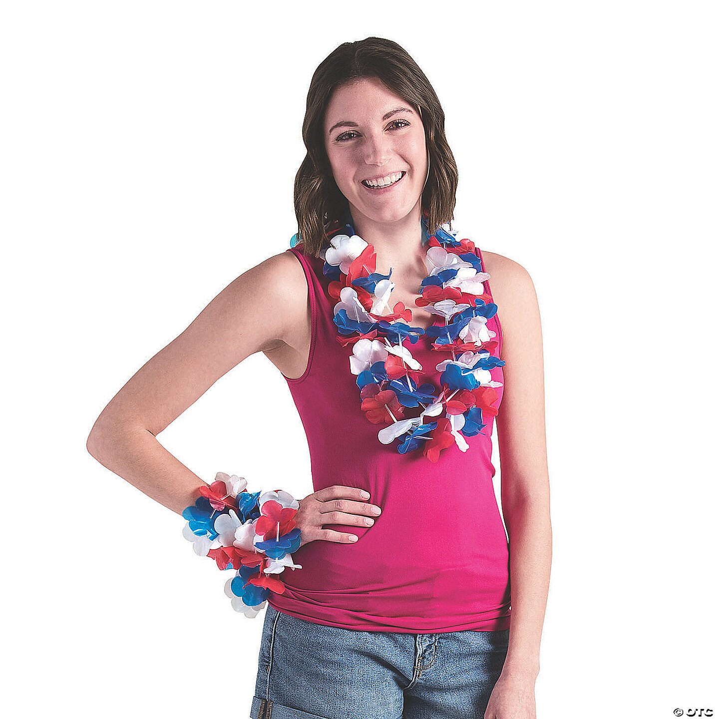 Patriotic Plastic Flower Leis