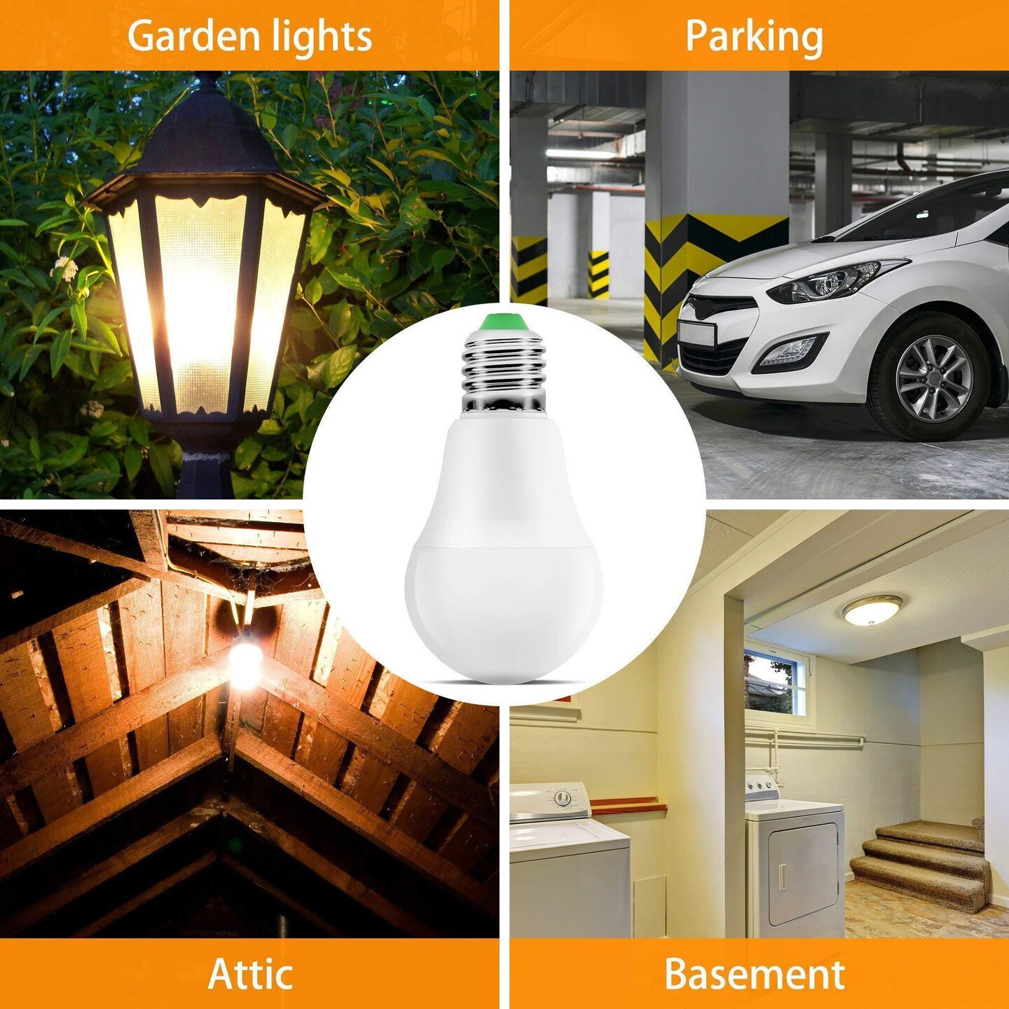 Motion Sensor Light Bulb Radar 800lm Daylight Outdoor Indoor Dusk to Dawn Motion Activated LED Bulbs for Porch Garage Basement Stairwell E26 A19 4500K Security