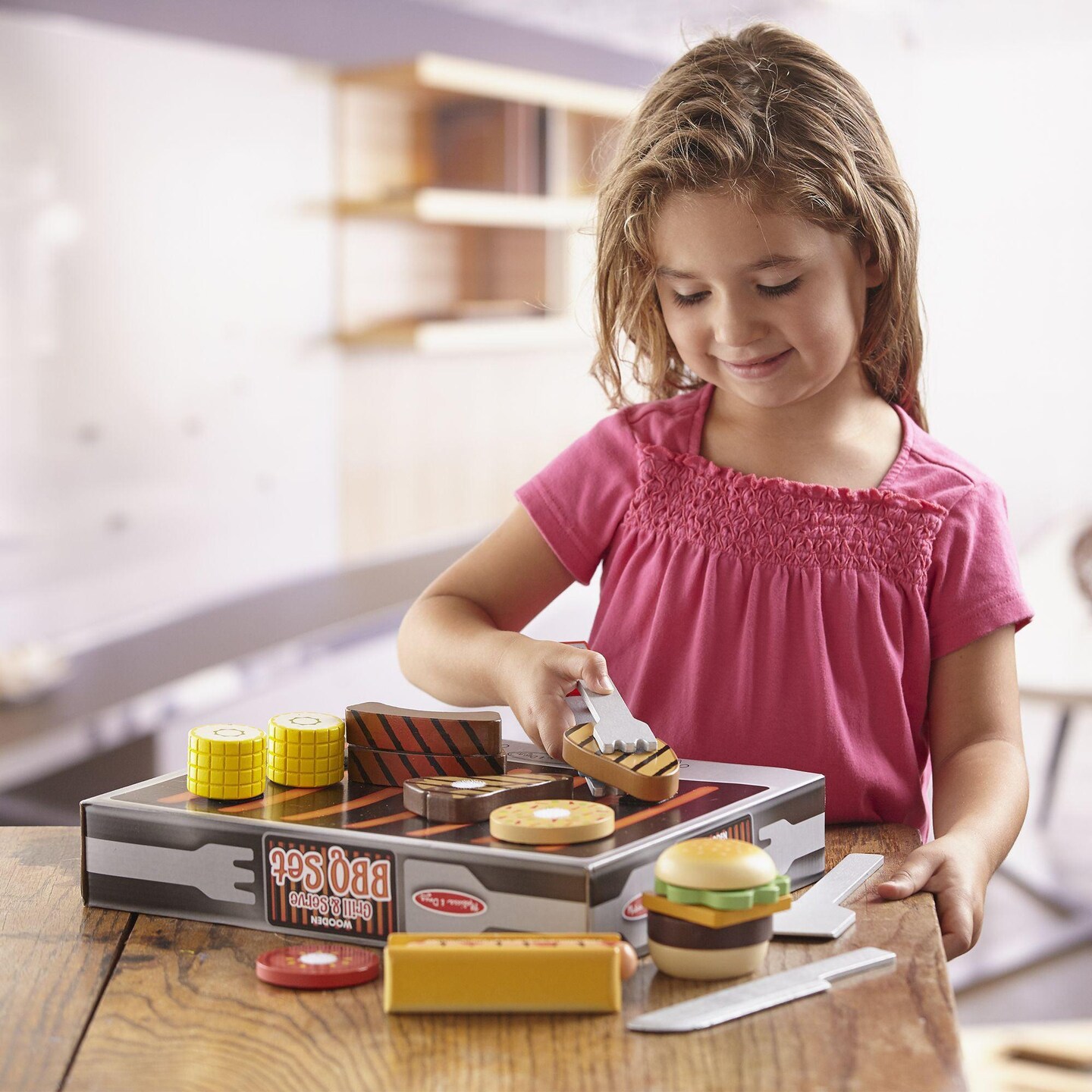 Wooden Grill &#x26; Serve BBQ Set