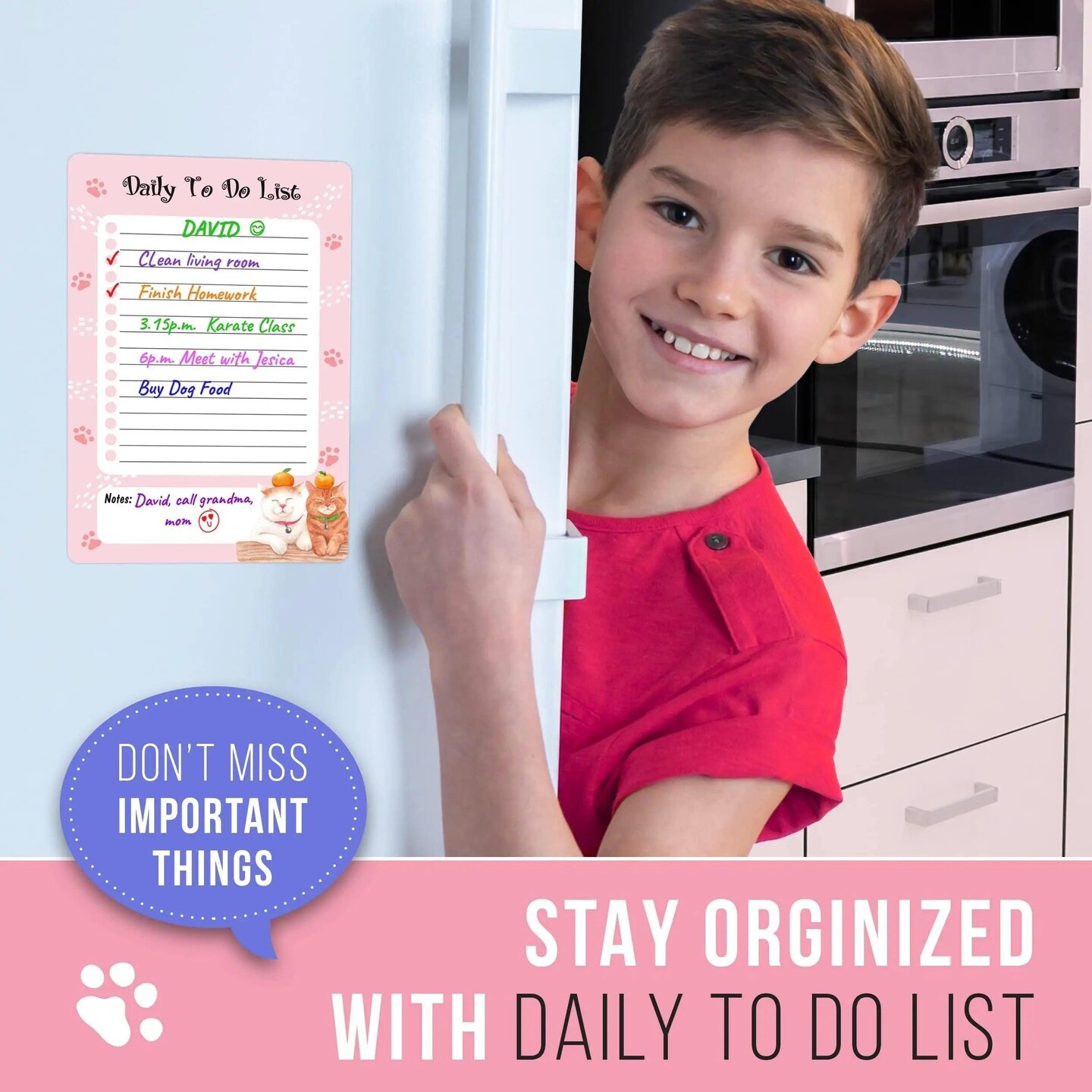 Small Magnetic to Do List for Fridge 5.5x8 in   Kids Dry Erase Daily to   Do List for Refrigerator   Honey Fridge List   Magnet Cute White Board   Magnetic Daily Planner   Dry Erase Checklist Pink