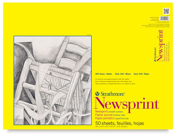 Strathmore 300 Series Newsprint Pad - Smooth, 50 Sheets, 18&#x22; x 24&#x22;