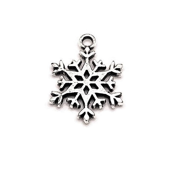 1, 4, 20 or 50 Pieces: Silver Snowflake Christmas Winter Charms - Double Sided