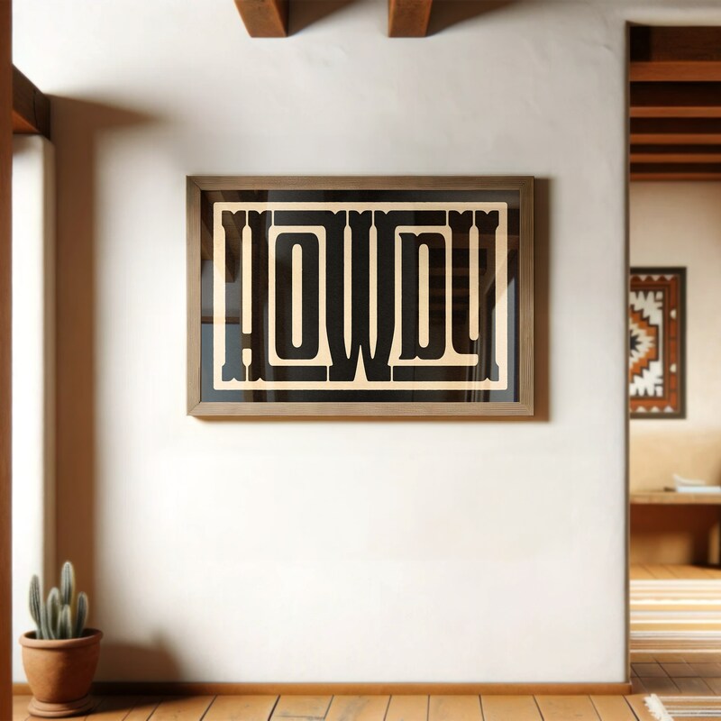Howdy Poster Gift for Home, Bold Western Typography Wall Art ...